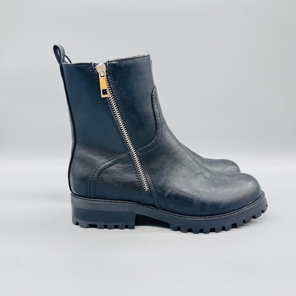 BOC Boots Womens 7 Black Synthetic Aviva Ankle Zip Lug Sole Booties Shoes Winter